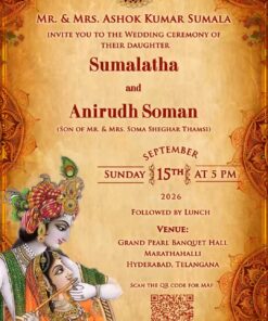 Mandala Designs Wedding Invitation Video with Radha Krishna Theme and QR Code for Address Location