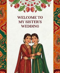Sister Wedding Save The Date Video with Traditional Indian Attire and Rich Floral Border Design