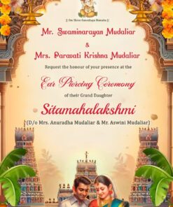 South Indian Temple Ear Piercing Ceremony Invitation Video with Family Theme and Divine Elements