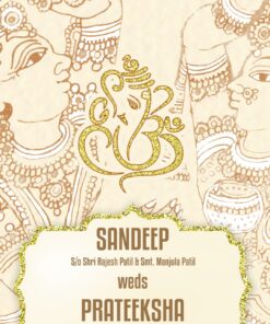Kalamkari Art Minimal Wedding Invitation Video with Marathi Couple Walking and Reception, Save The Date
