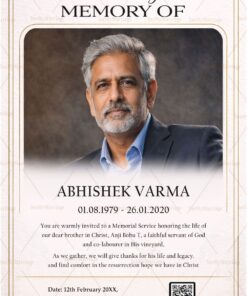Minimal Gold Border Christian Memorial Invitation with Soft Portrait add photo Frame