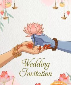 Shiva Parvati Theme Wedding Minimal Invitation Video with Lotus Exchange Illustration and Soft Pastel