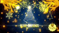 Golden Christmas Trees with Floral Rain Falling, Sparkle X-Mas Tree Reveal Animated Christmas Businesses Greetings, Wishes Video