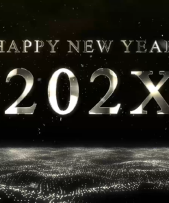Silver Theme Happy New Year Greeting Videos with Pictures and Bubble Burst Countdown