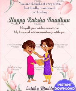 Cartoon Pink Roses Raksha Bandhan Greetings, Wishes Card, Rakhi