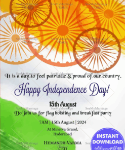Tricolor Flag theme Independence Day Party Invite Card