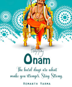 Onam wishes quotation and chakra theme background whatsapp card