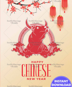 Chinese New year OX Theme Greeting Card with Cream Background