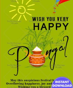 Green theme Pongal Greeting Card