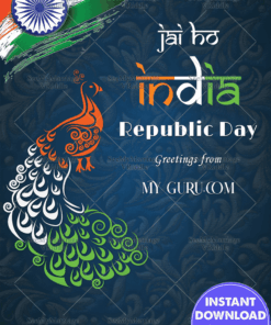 Jai Ho India Peacock theme Republic Day Greeting Card