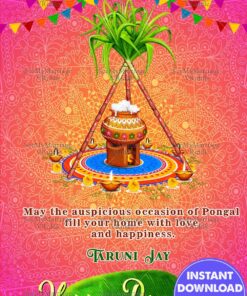 Pink theme Pongal Greeting Card