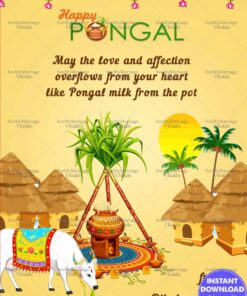 Village Theme Pongal Festival Greeting Card
