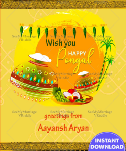 Yellow theme Pongal Greeting Card