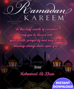 The Holy Month Of Ramadan Greetings With Dark Lantern Theme and Mosque Background