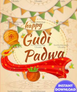 Gudi Padwa Greeting Card with Cream Background