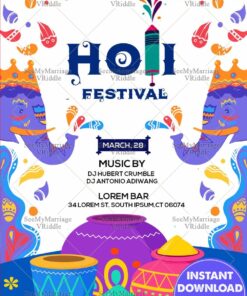 Holi festival Greeting Card with ELephants theme