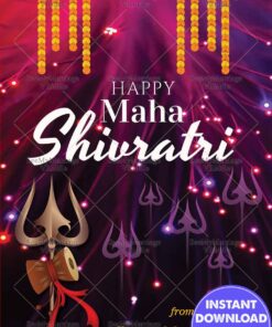 Maha Shivaratri Greeting Card with Trishul in Blue Background