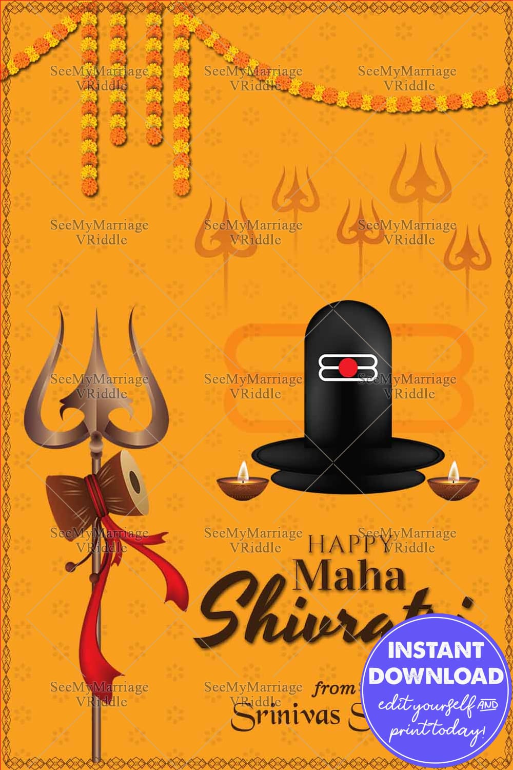 Om Namo Mahadevaya Namaha Shivrathri Festival Greeting Card with Trisul and Lord Shiva Idol