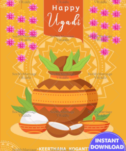 Ugadi Greeting Card in Yellow Ochre Theme