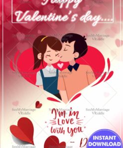 Valentines Day Greeting Card With Red Hearts