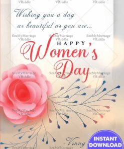 Women's Day Pink Rose Floral Greeting Card