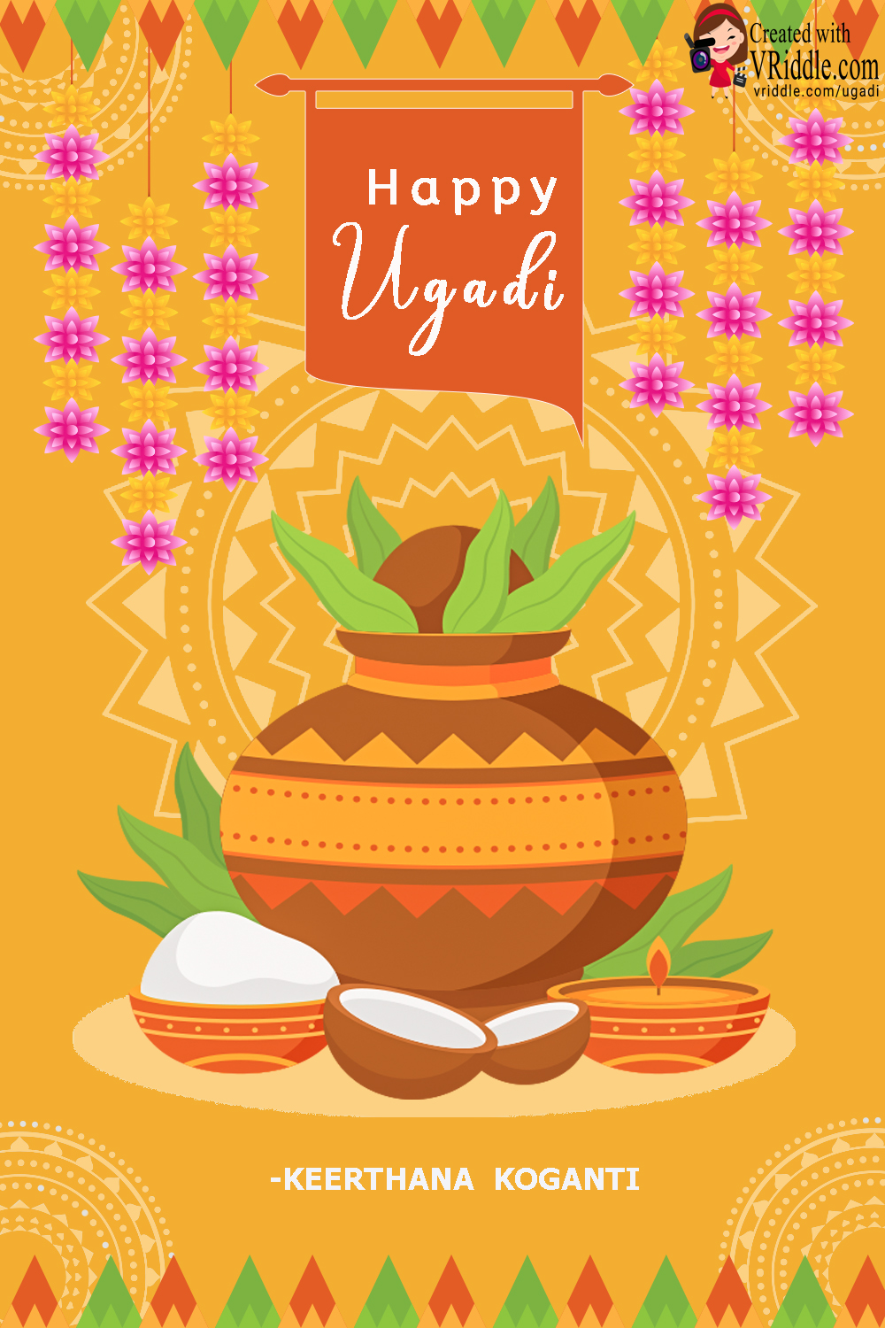 Ugadi Greeting Card in Yellow Ochre Theme - Image 2