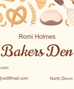 Cream Theme Bakery Business Card with Bread and Pastry Designs