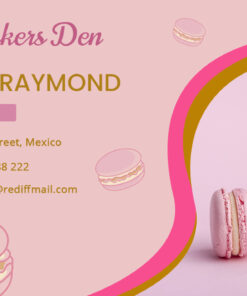 Pink and Brown Theme Macrons Bake Shop Bakery Business Card