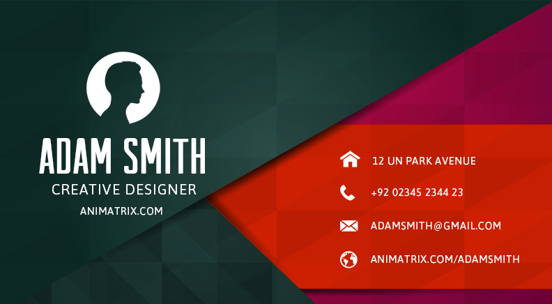 Personal Black Red self intro Business card
