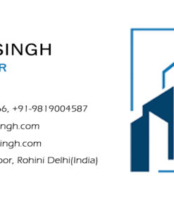 Dark Blue and White Theme Contractor Business Card