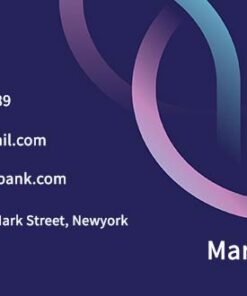 Dark Purple Blue Theme Networking Business Card with Lines Illustrations
