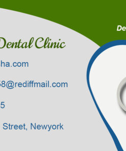 Simple Geometric Green and White Theme Dentist Business Card