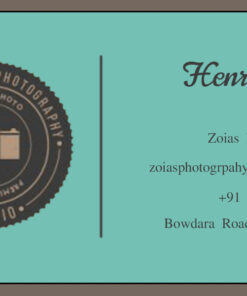 Grey and Green Theme Photography Business Card With Geometric Line Borders