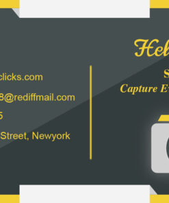 Yellow and Green Theme Professional Photographer Business Card with Camera Icon