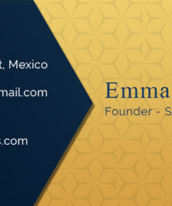 Personal Business Self Intro Card with Gold and Blue Theme Background
