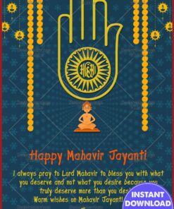 Blue theme Mahavir Jayanti Greeting Card