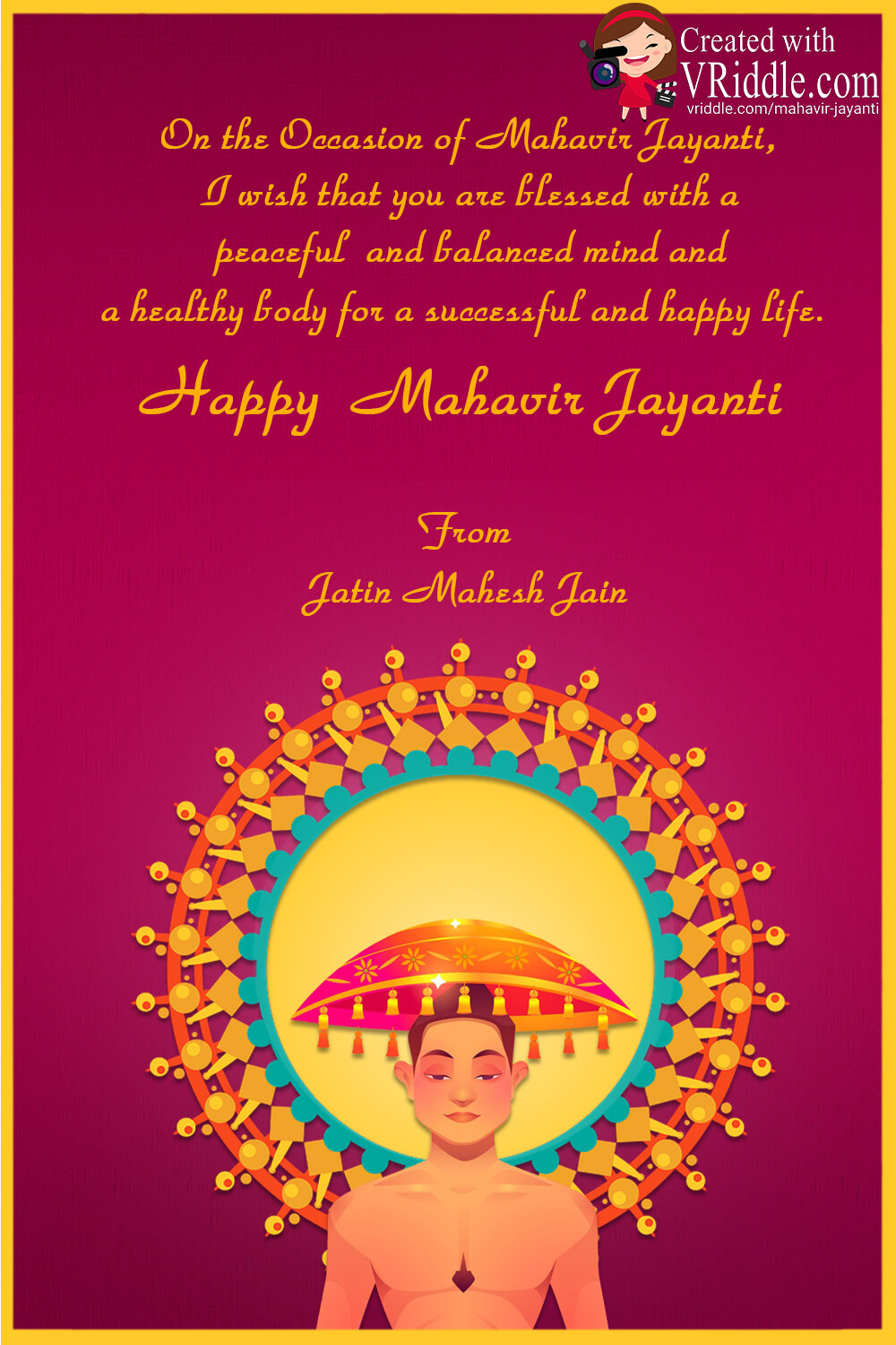 Red theme Mahavir Jayanti Greeting Card - Image 2