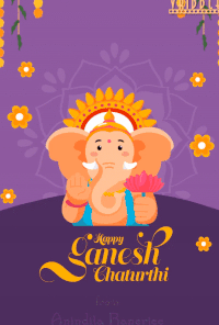 Blue Theme decorated Ganesh Chaturthi Animated GIF