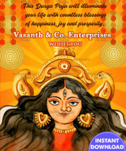 Cartoon Theme Durga Puja Greeting Card