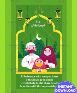 Simple Vector Design Green Theme Eid- Bakrid Greeting Card