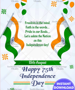 75th Independence Day Greeting Card With Indian Flag