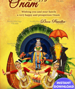 Onam Kadhakali Greeting Card Yellow Background Theme
