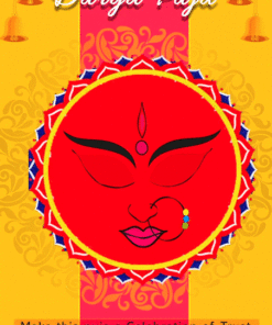 Simple Traditional red and Yellow Theme  Durga Puja Greeting GIf Invitation