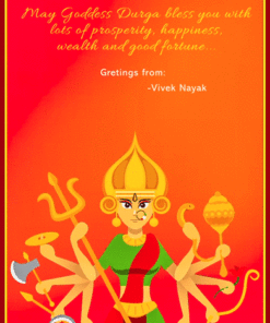 Traditional Red & Orange Theme Durga Puja Gif Greeting Invitation