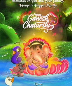 Ganesh Ji With Pink Lotus And Forest Theme Ganesh Chaturthi Greeting Video
