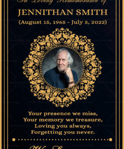 Brown and Gold Theme Memorial Service Card with Photo