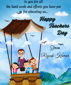 Happy Teachers Day Animated Greeting Video with Teacher and Students in Parachute Illustration