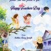 Happy Teachers Day Greeting Video With Illustrations of Teacher and Students Playing