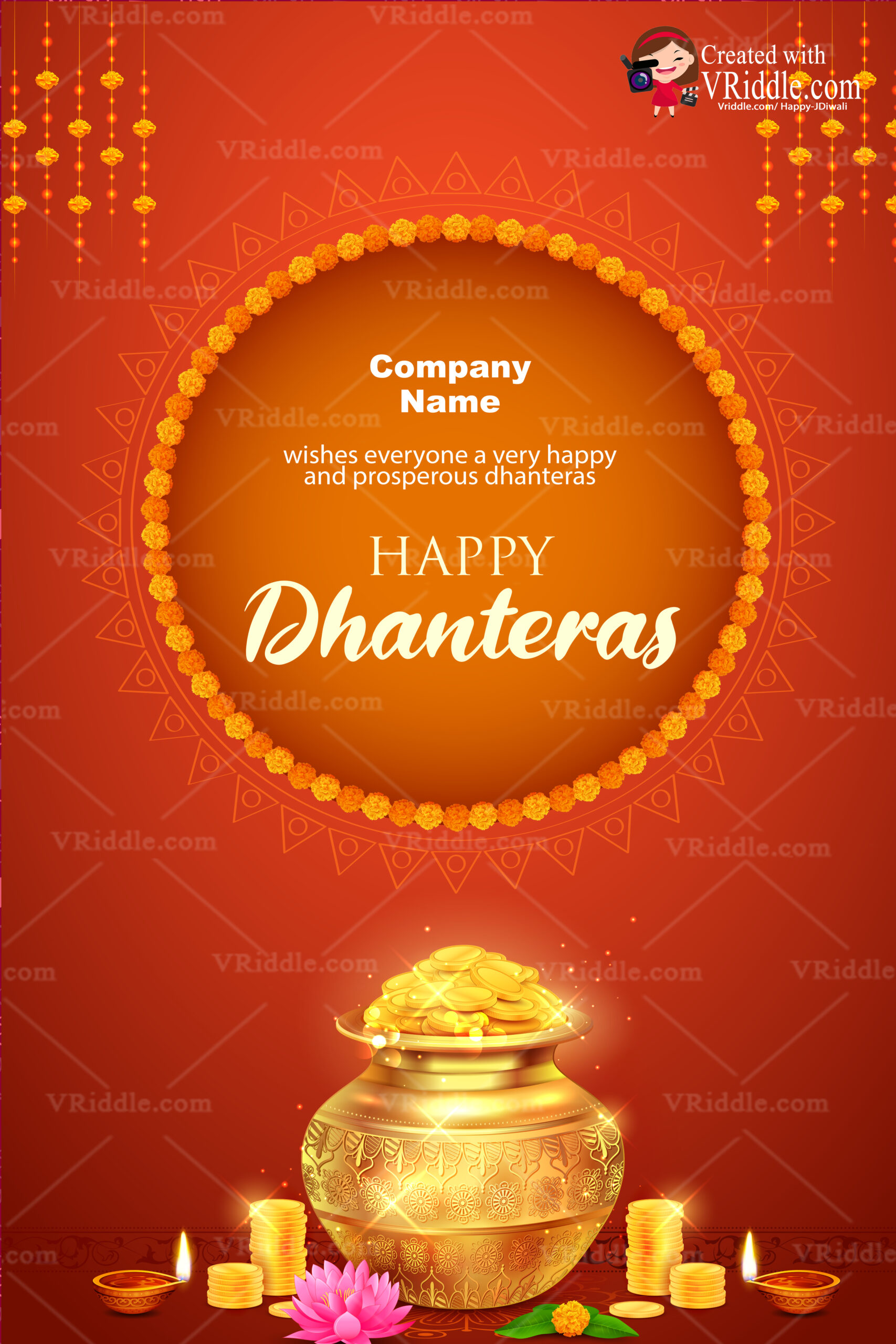 Dhan Kalash red theme Dhanteras E card - Image 2