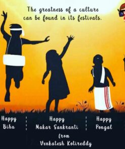 Indian Festival Celebration Greeting Video with shadow dancing cartoon